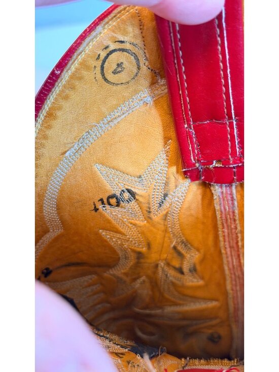 Vintage Tony Lama Red Leather Cowboy Boots Men\'s Size 10 D Black Label USA